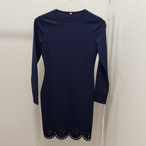 Blue Bodycon Long Sleeve Dress - Size S